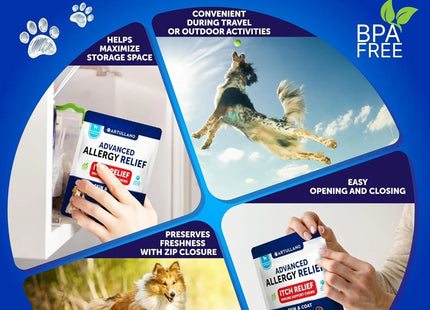 Dog Allergy Relief Chews Itching Skin Relief for Dogs Fish Oil Omega 3 Seasonal Allergies Pills Skin & Coat anti Itch Hot Spots Treatment Canine Immune Health Supplement 70 Soft Treats