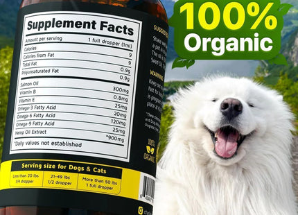 Hеmp and Salmon Oil for Dogs Skin Coat Hеalth 3 6 9 Omega Calming Treat 1 Fl Oz