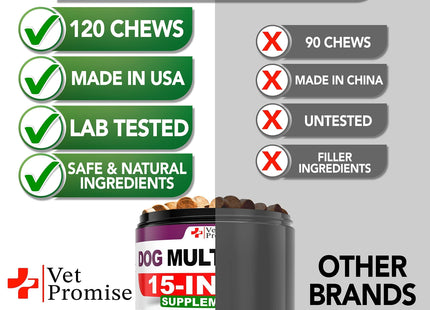 Dog Multivitamin Chewable with Glucosamine Dog Vitamins and Supplements Senior & Puppy Multivitamin for Dogs Pet Joint Support Health Immunity Mobility Energy Gut Skin 120 Chews