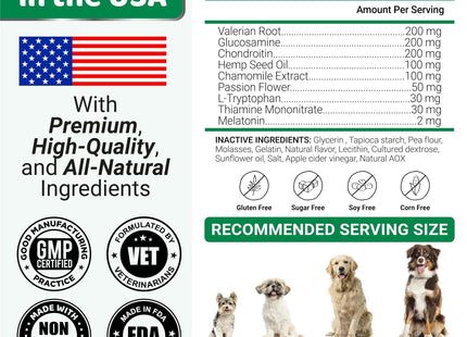 Hemp Calming Chews for Dogs Advanced Dog Calming Chews 170 Treats Anxiety Relief Treats Hemp Oil Separation Aid Stress Hip and Joint Supplement for Canine Health Support Beef Flavor