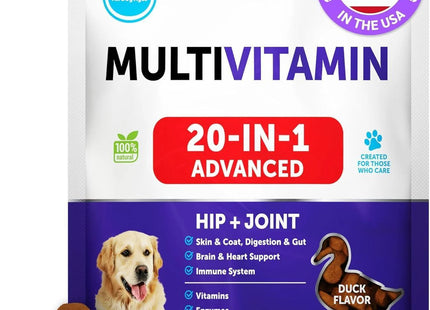 20 in 1 Dog Multivitamin with Glucosamine Chewable Dog Vitamins and Supplements Senior & Puppy Multivitamin Chews for Pet Hip & Joint Support Immunity Mobility Skin Digestion 70 Soft Treats