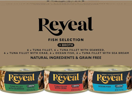 Natural Wet Canned Cat Food, Limited Ingredient, Grain-Free, High Protein with No Artificial Additives, Fish Variety in Broth (12 X 2.47 Oz Cans)