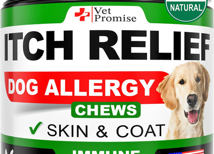Dog Allergy Chews Itch Relief for Dogs Dog Allergy Relief anti Itch for Dogs Dog Itchy Skin Treatment Dog Allergy Support Hot Spots Immune Health Supplement Made in USA 120 Treats