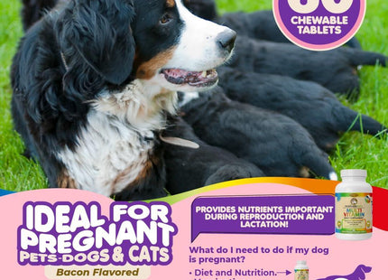 Prenatal Dog Vitamins 60 Pills for Dogs and Cats with Folic Acid Minerals And