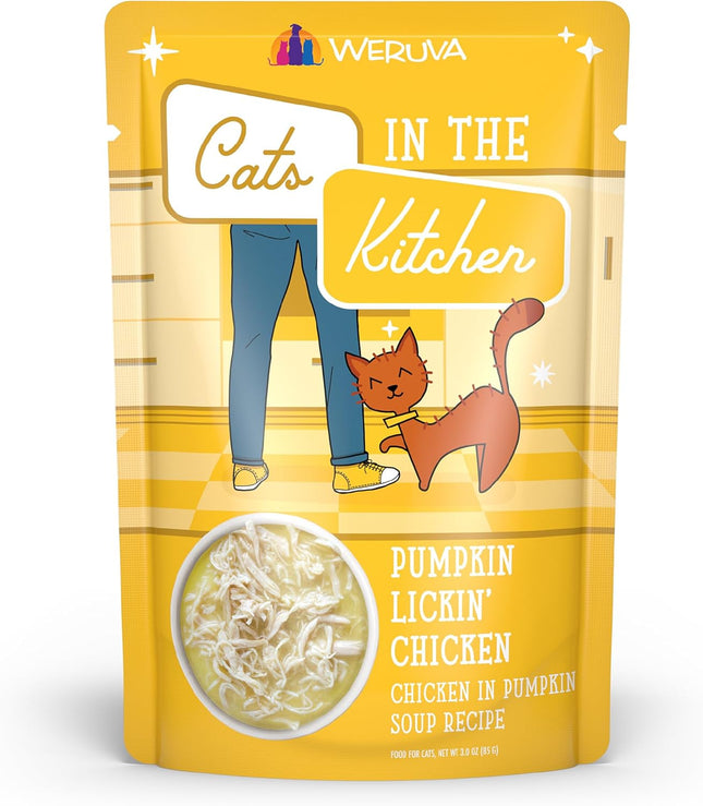 Cats in the Kitchen, Pumpkin Lickin' Chicken with Chicken Breast in Pumpkin Soup Cat Food, 3Oz Pouch (Pack of 12)