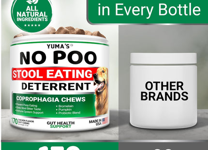 No Poo Chews for Dogs 170 Ct Coprophagia No Poop Eating Deterrent for Dogs Stop Eating Poop for Canine Probiotics & Digestive Enzymes Supplement Made in USA