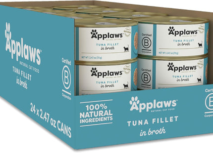 Natural Wet Cat Food, 24 Pack, Limited Ingredient Canned Wet Cat Food, Tuna Fillet in Broth, 2.47Oz Cans