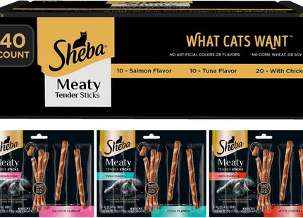 Meaty Tender Sticks Soft Cat Treats Salmon Flavor, 0.14 Oz., 5 Sticks, Pack of 10 (50 Sticks Total)
