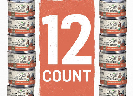 Organic Wet Cat Food Pate, Organic Chicken & Sweet Potato Adult Recipe - (Pack of 12) 3 Oz. Cans