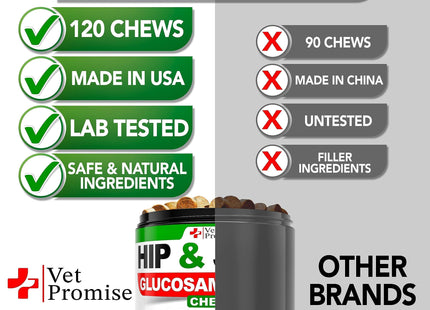 Hemp Hip and Joint Support Supplement for Dogs Glucosamine for Dogs 120 Chews