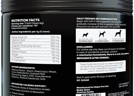 Natural Calming Chews for Dogs with Hemp Oil and Valerian Root (Peanut Butter