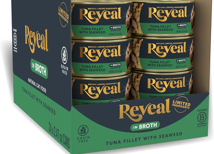 Natural Wet Cat Food, 24 Count, Grain Free, Limited Ingredient Canned Food for Cats, Tuna with Seaweed in Broth, 2.47 Oz Cans