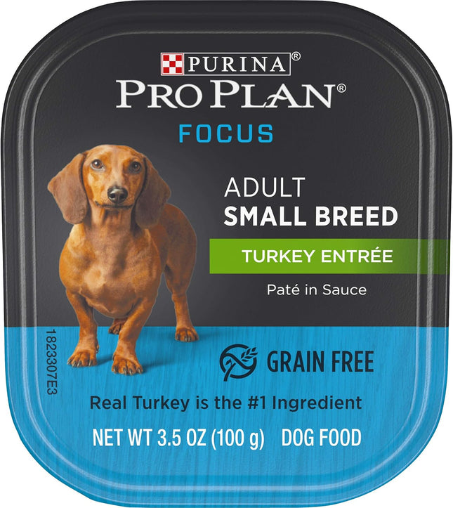 Wet Dog Food for Small Dogs Adult Small Breed Turkey Entree High Protein Dog Food - (12) 3.5 Oz. Trays