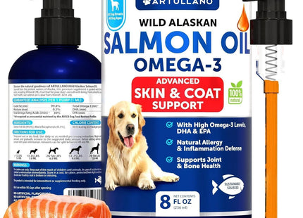 Salmon Oil for Dogs 8 FL OZ Omega 3 Wild Alaskan Salmon Fish Oil Natural EPA