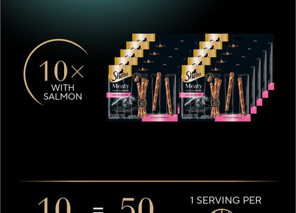 Meaty Tender Sticks Soft Cat Treats Salmon Flavor, 0.14 Oz., 5 Sticks, Pack of 10 (50 Sticks Total)