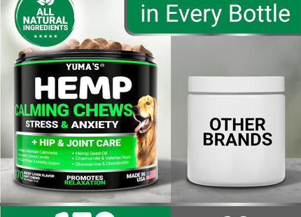 Hemp Calming Chews for Dogs Advanced Dog Calming Chews 170 Treats Anxiety Relief Treats Hemp Oil Separation Aid Stress Hip and Joint Supplement for Canine Health Support Beef Flavor